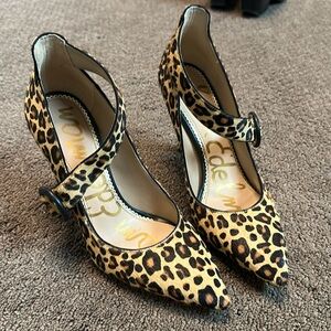 Sam Edelman Hinda Leapard Print Strap Heels 7